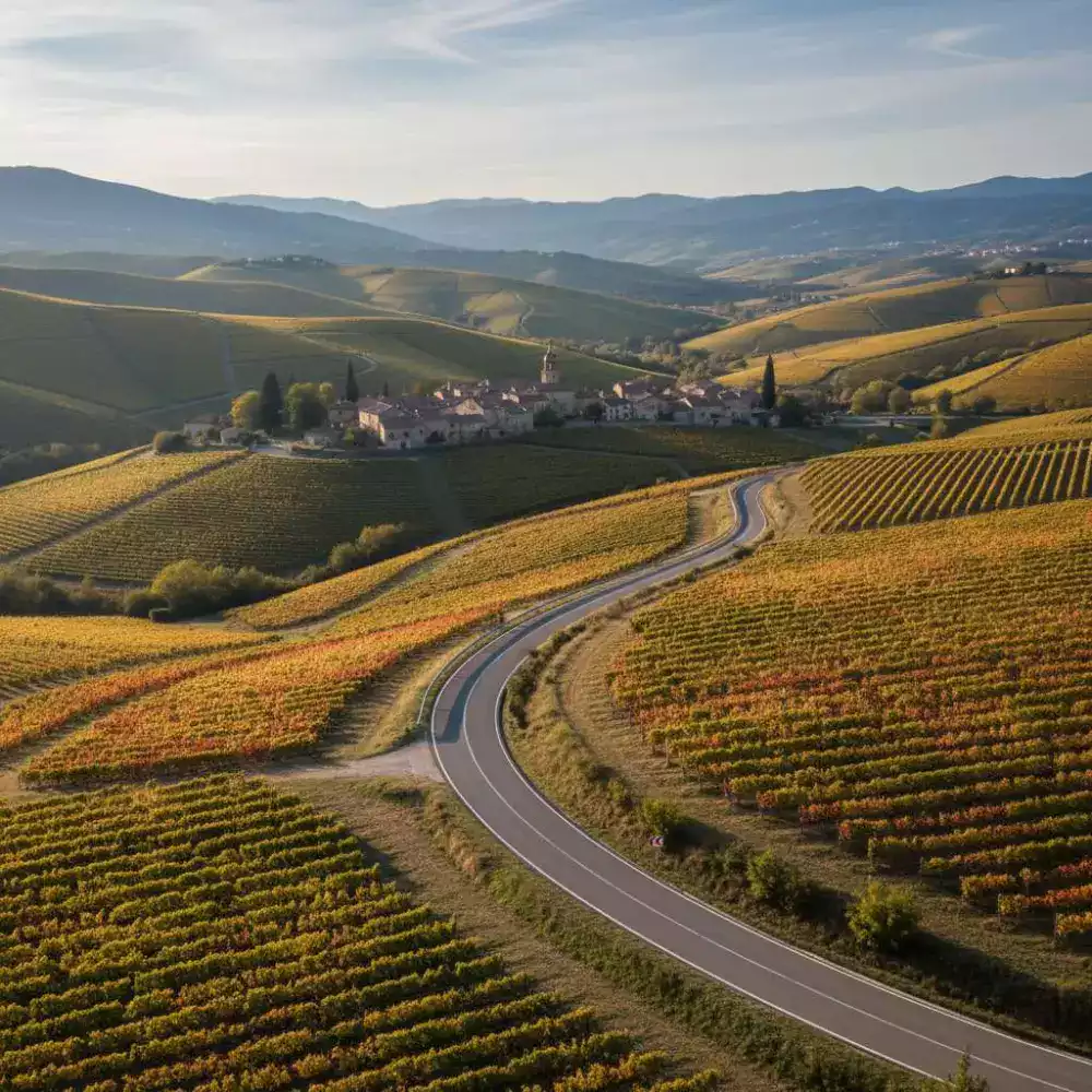 Percorso ciclistico medio di centoventi chilometri che attraversa ondulate colline ricoperte da vigneti produttivi, dove i ciclisti possono ammirare il paesaggio rurale italiano e degustare l'aria fresca di campagna